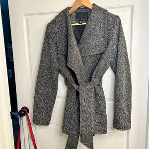 Women's Attention Black and White Wool Blend Coat Size XL/16